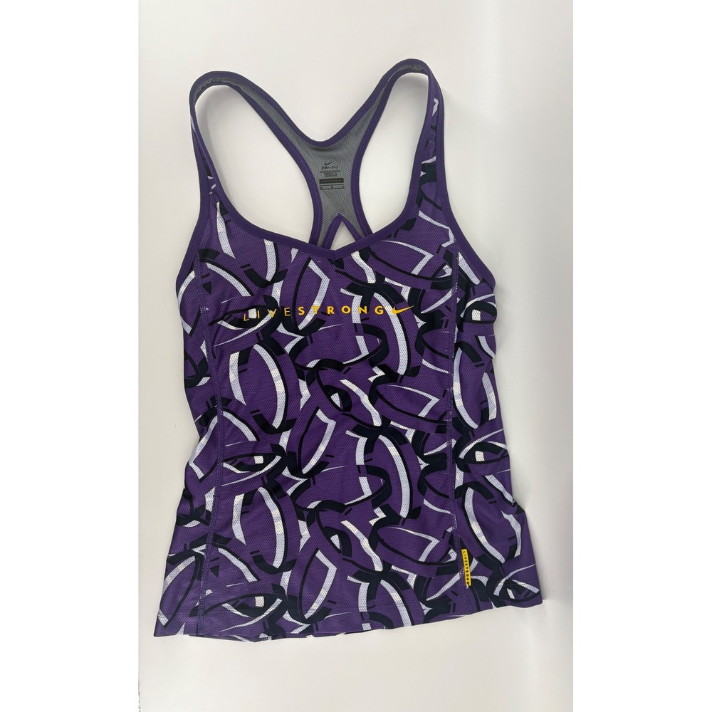 Nike‎ Livestrong Vintage Y2K Purple Geometric Dri-FIT Racerback Tank Top Medium